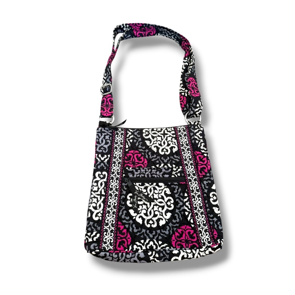 Vera Bradley Canterberry Magenta Hipster Crossbody Quilted Black Pink Retired